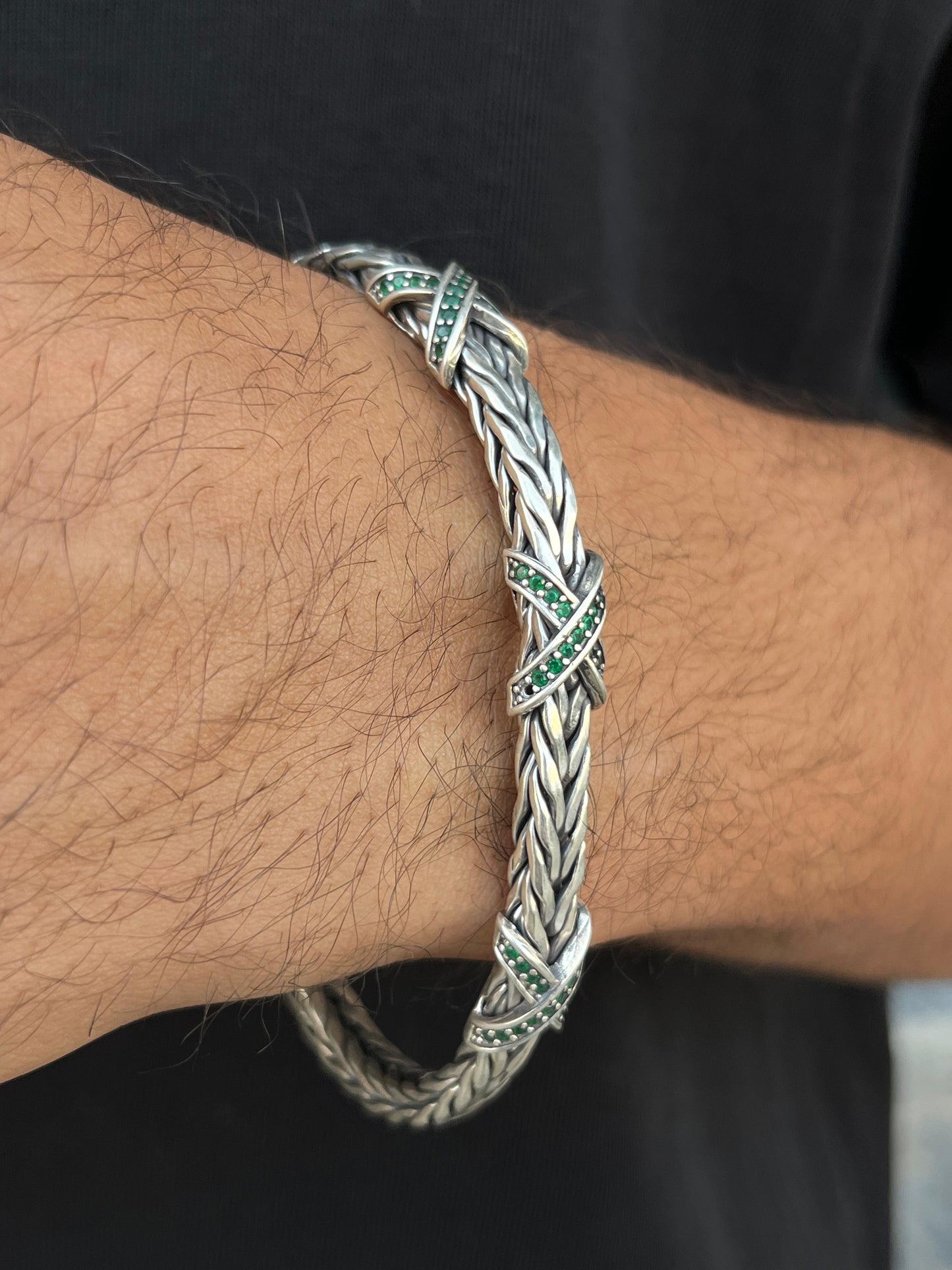 X-Link Power Bangle for Men's Sterling Silver 925s-22cm