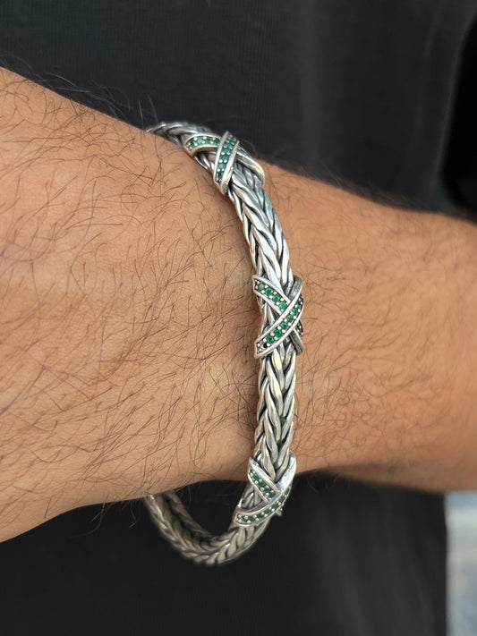 X-Link Power Bangle for Men's Sterling Silver 925s-22cm