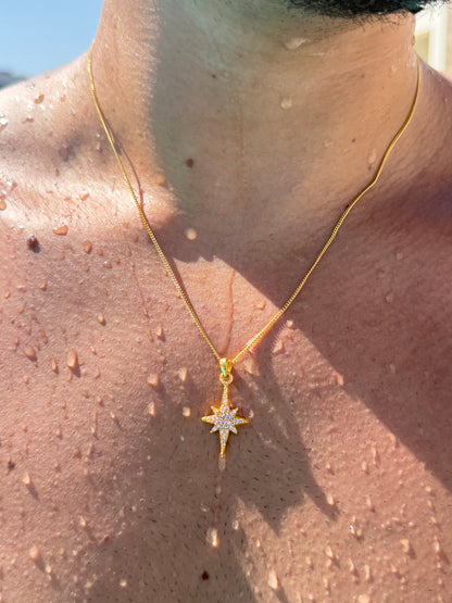 GOLD Plated North Star Necklace for Men's Sterling Silver 925s