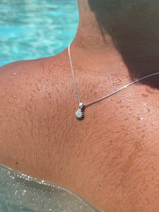 White Sun Necklace in Sterling Silver 925s