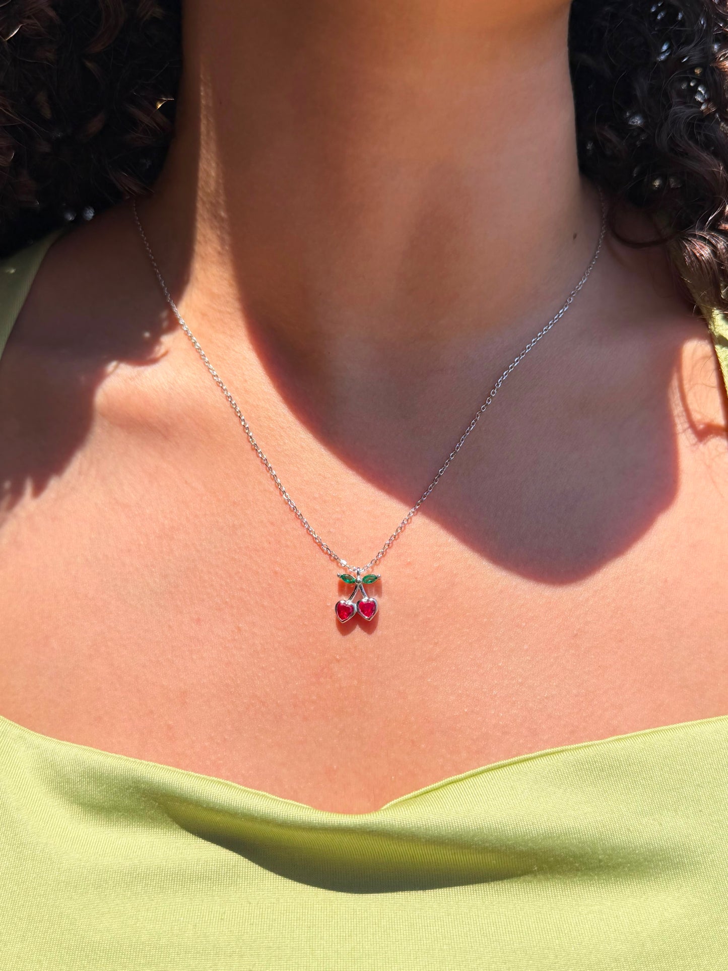 Cherries Zirconia Necklace in Sterling Silver 925s