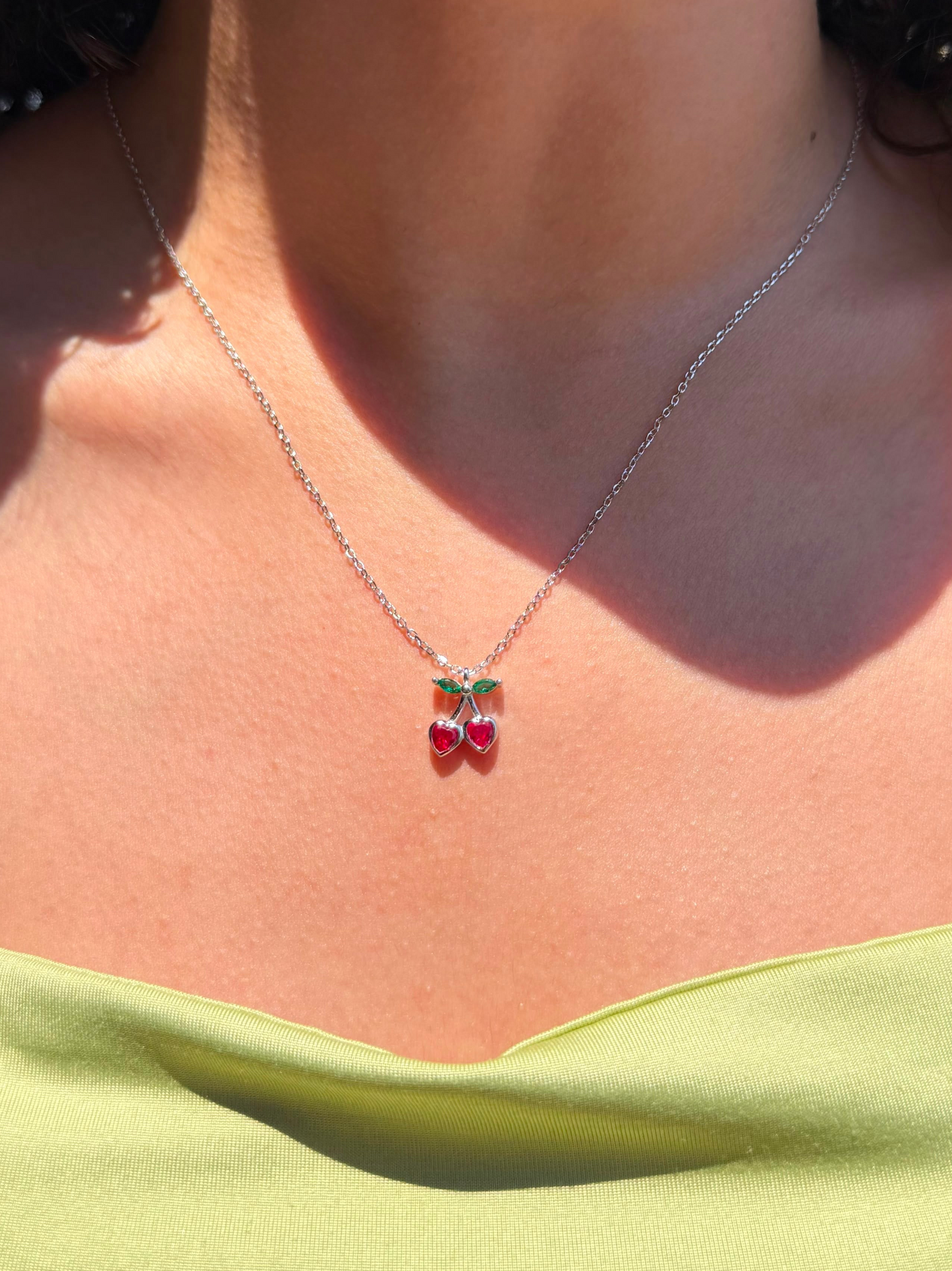 Cherries Zirconia Necklace in Sterling Silver 925s