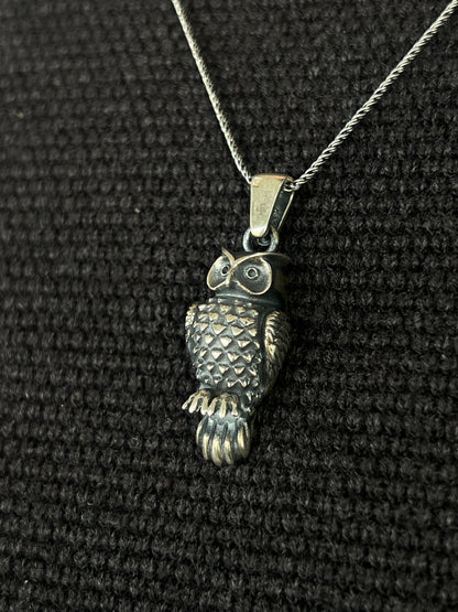 Owl Pendant – S925 Silver-3.5cm