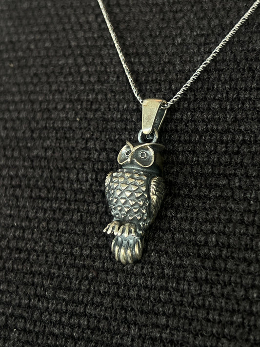 Owl Pendant – S925 Silver-3.5cm