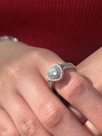 Twins Heart Ring Silver 925