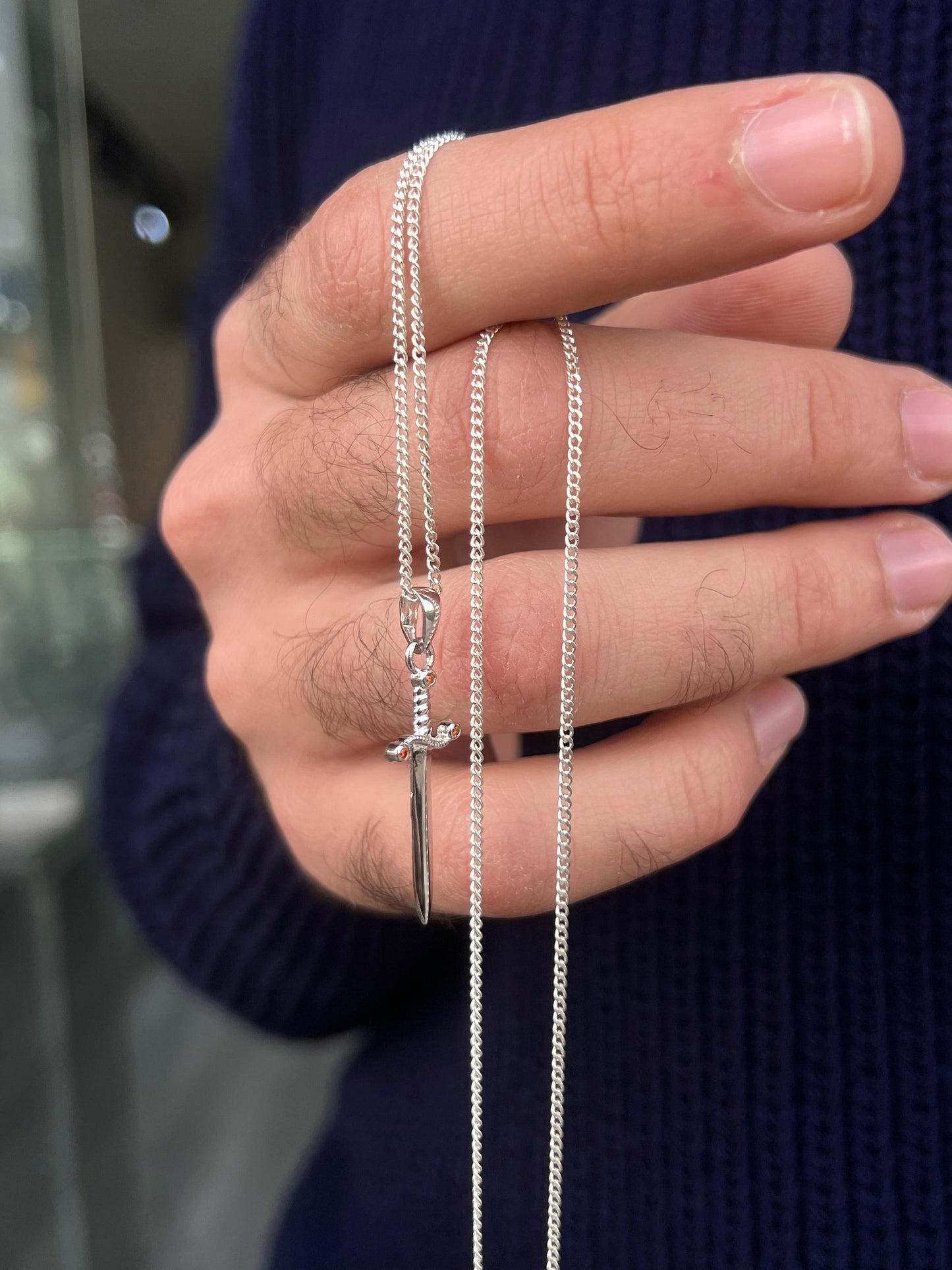 Sword- Grommet Necklace Sterling Silver 925s