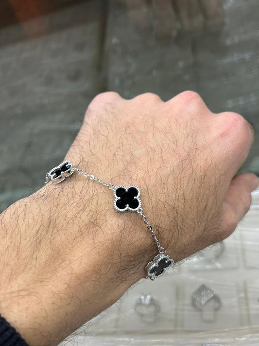 Men’s 3 Van Cleef & Arpels Black Onyx Bracelet in Italian Silver S925
