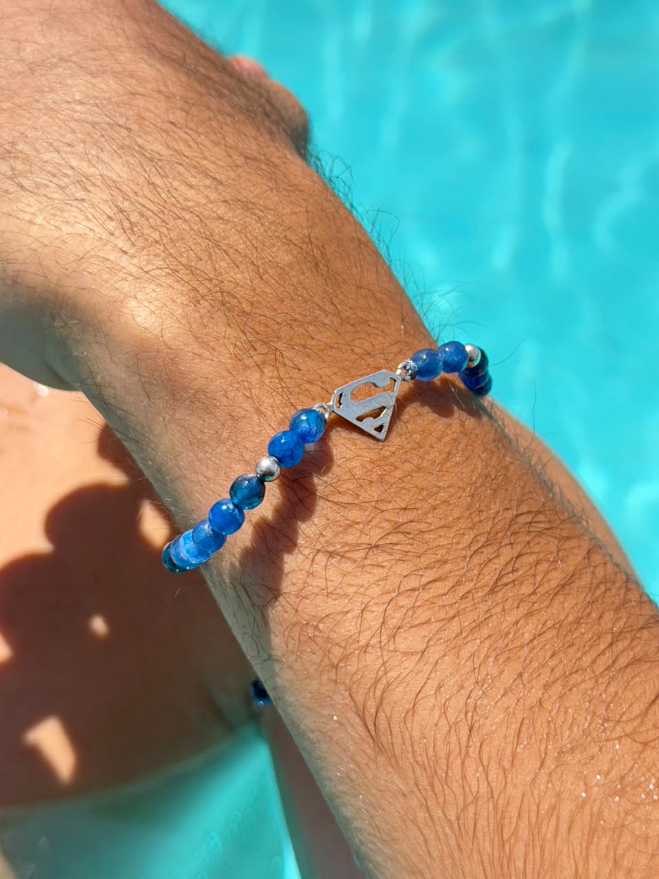 SuperMan Azure beads Adjustable Macramé Bracelet
