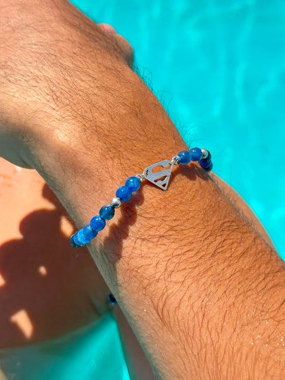 SuperMan Azure beads Adjustable Macramé Bracelet