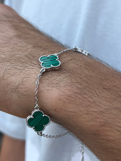 Large 3 Green Van cleef Bracelet for Men's Sterling Silver 925s