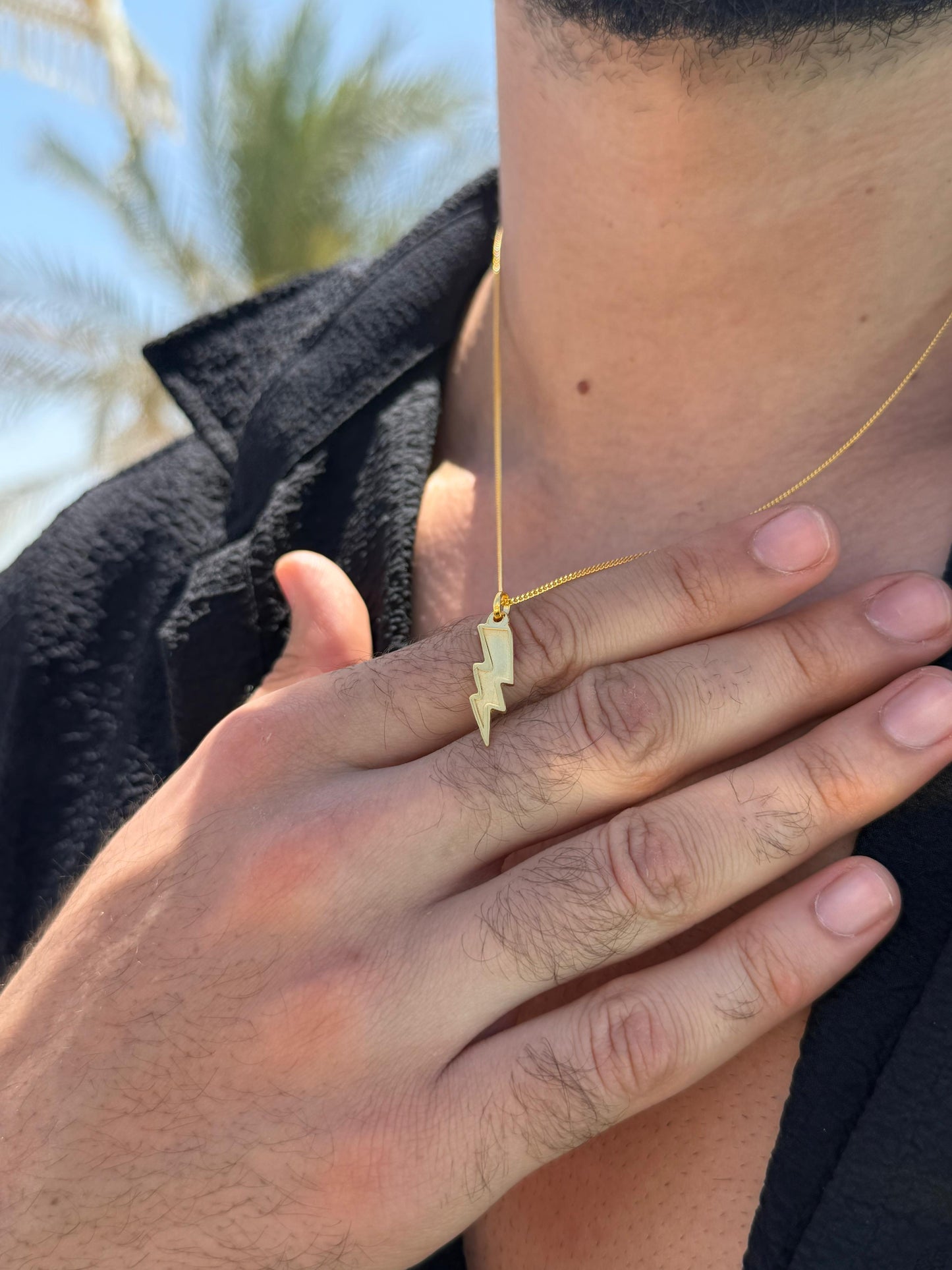 Thunderbolt Necklace Sterling Silver 925s-Fine Gold Plated