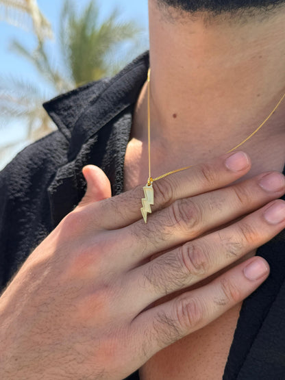 Thunderbolt Necklace Sterling Silver 925s-Fine Gold Plated