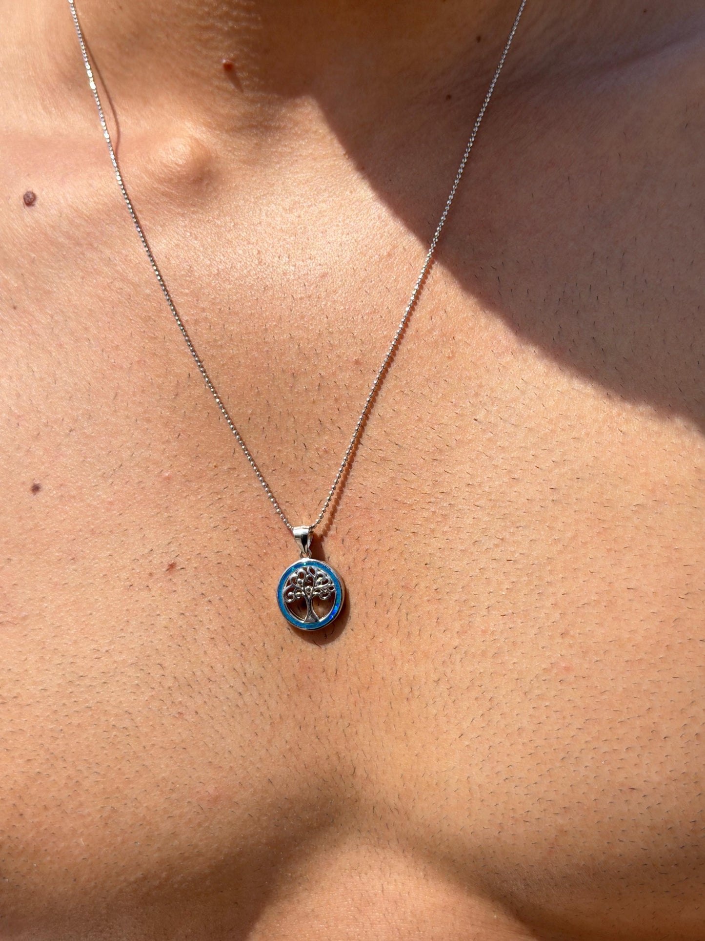 Life Tree Opal Necklace in Sterling Silver 925s