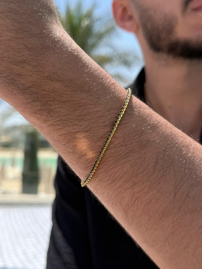Black Tennis Bracelet Sterling Silver 925s- Gold Plated