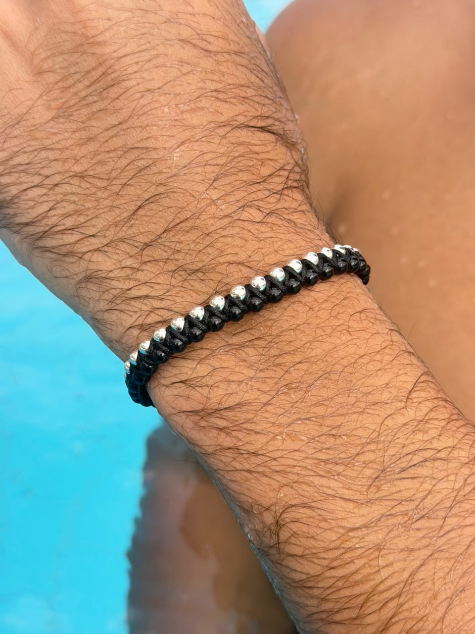 Obsidian beads Adjustable Macramé Bracelet