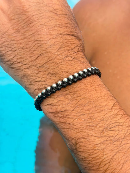 Obsidian beads Adjustable Macramé Bracelet