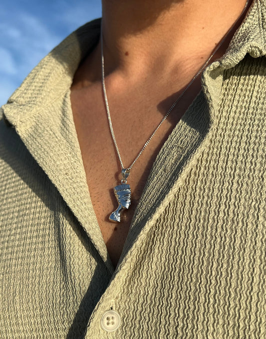 Premium- Nefertiti Necklace in Sterling Silver 925s- Protective coated plating