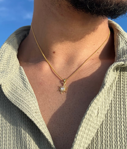 Gold plated Sun Necklace for Men's Sterling Silver 925s