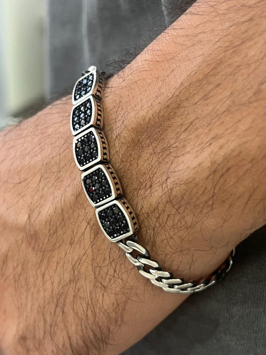 Midnight Throne Bracelet for Men's Sterling Silver 925s-22cm