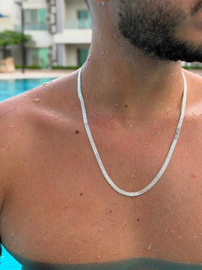 Double Bismark Necklace for Men's Sterling Silver 925s -(4mm)