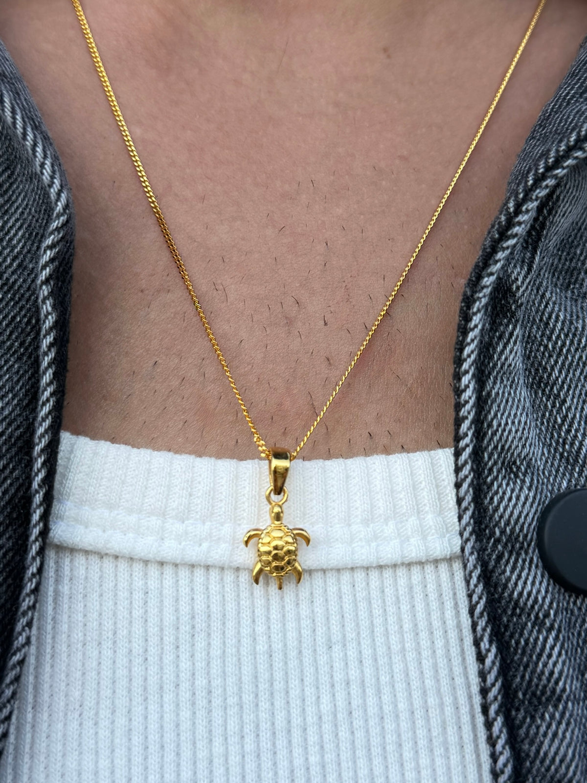 Chelon Turtle Necklaces for Men's Sterling Silver 925s-Gold plated