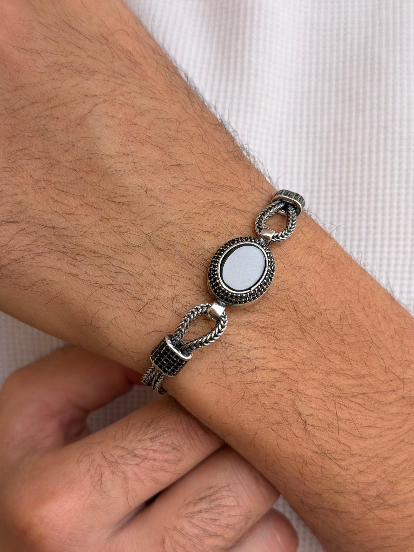 Dark Aura Bracelet for Men's Sterling Silver 925s 21cm