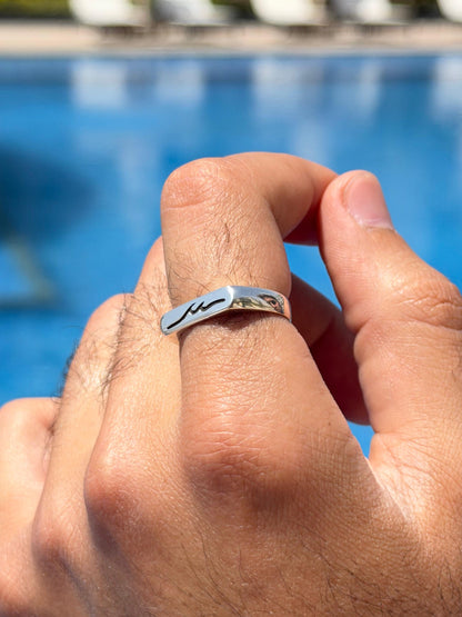 Engraved Wave Ring in Sterling Silver 925s