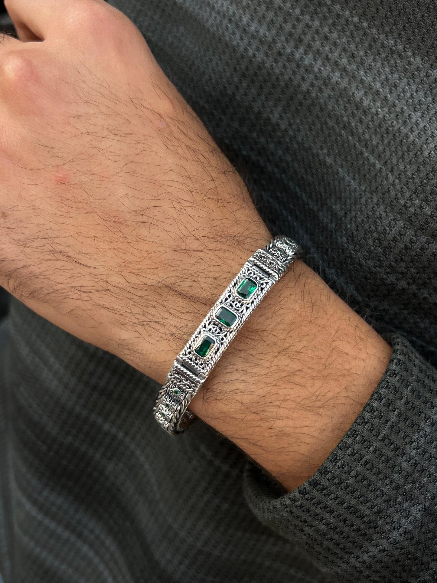 TriAura Bracelet Sterling Silver 925s-(21cm-10mm)