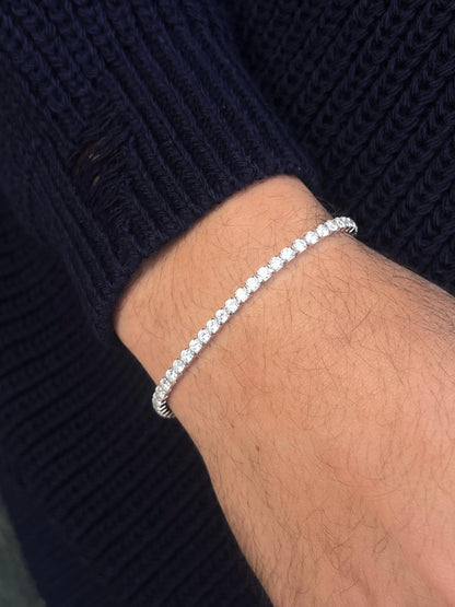 3mm Clear Thick Tennis for Men's Sterling Silver 925s