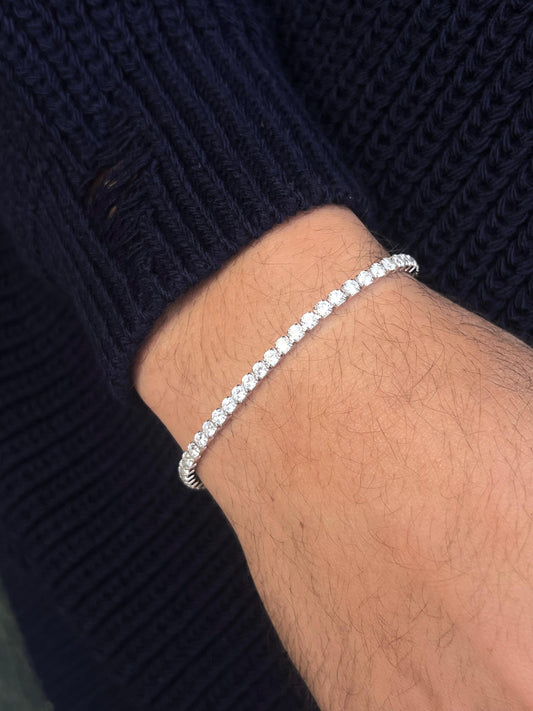 Clear Thick Tennis for Men's Sterling Silver 925s