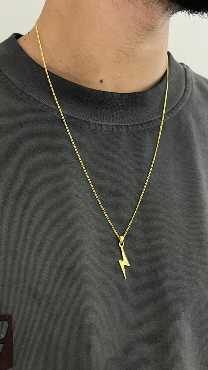 Gold Plated Lightning Necklace for Men's Sterling Silver 925s
