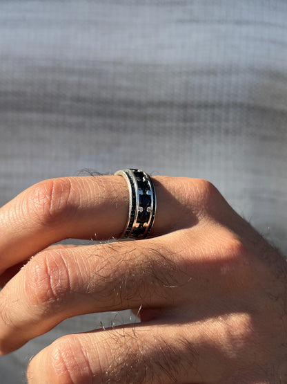 Half stone band -for Men's Sterling Silver 925s