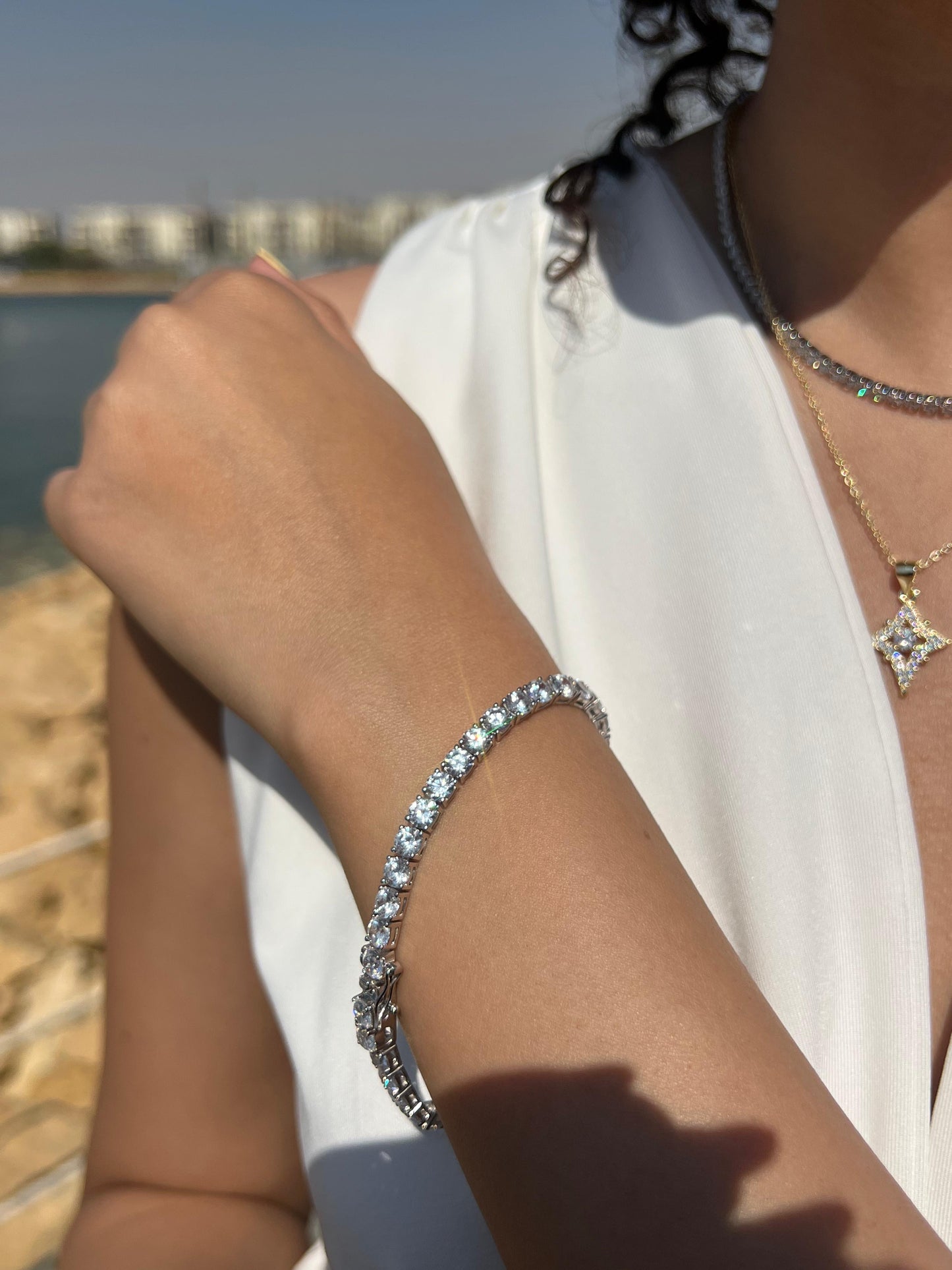 4.5mm Massive Tennis Bracelet -in Sterling Silver 925-(19cm)