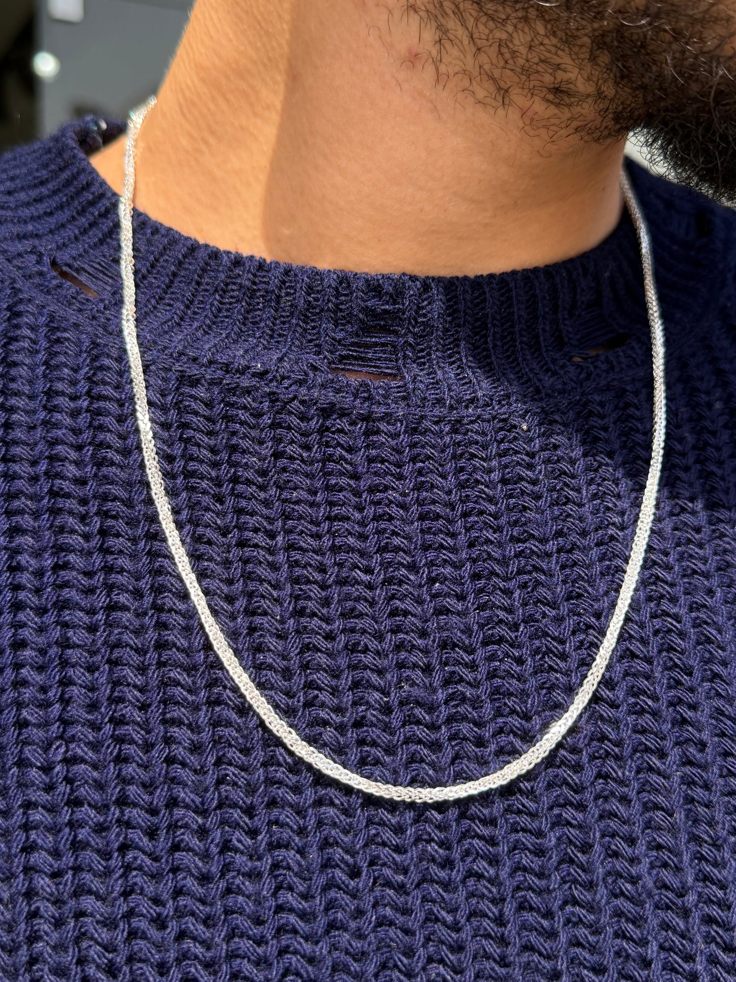 Blocked Franco Necklace for Men's Sterling Silver 925s(60cm-3mm)