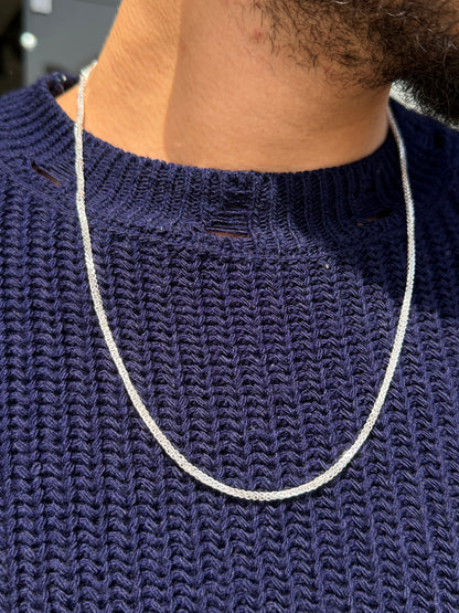 Blocked Franco Necklace for Men's Sterling Silver 925s(60cm-3mm)