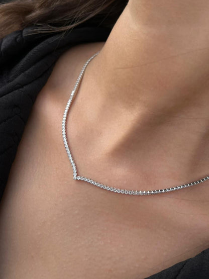Elegant Clear Tennis Necklace - Italian sterling Silver-925s
