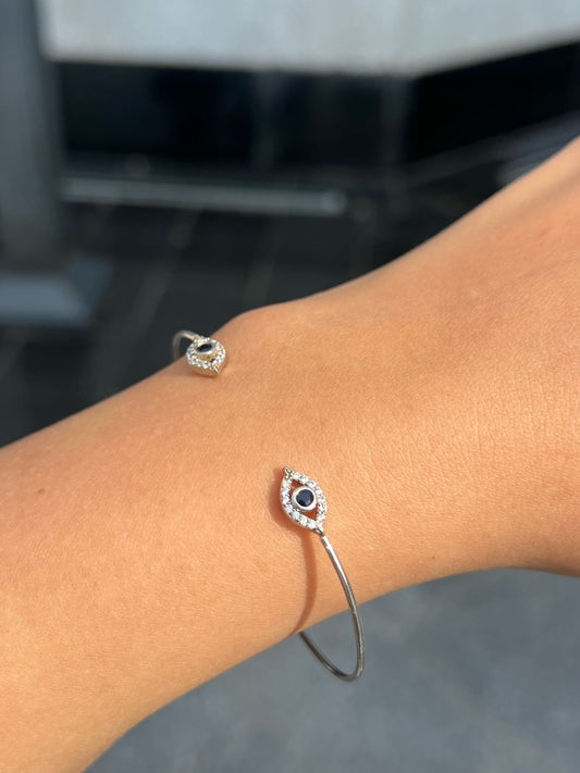 Evil eye Bangle -sterling Silver-925s