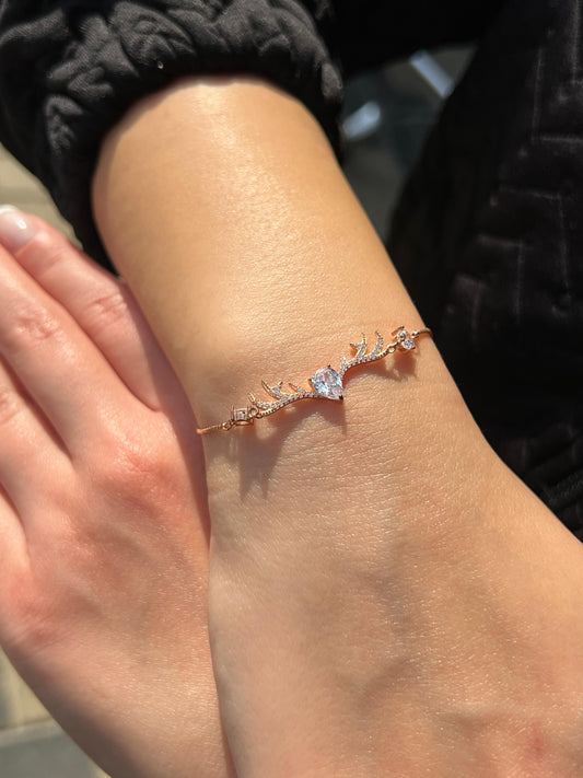 Rose Gold Aurora Antler Bracelet -in Sterling Silver -925