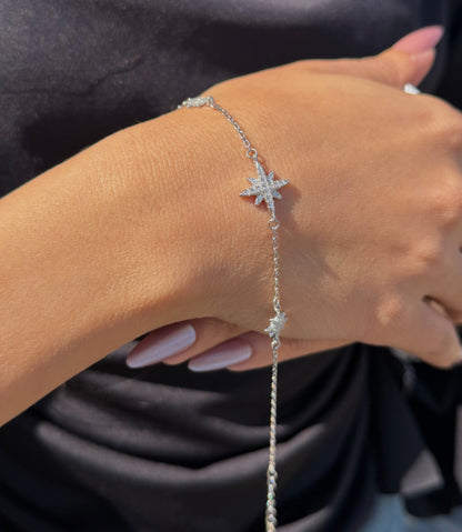 Three Northstar Bracelet -in Sterling Silver -925
