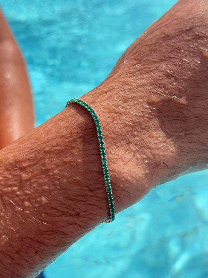 Green Tennis Bracelet Sterling Silver 925s