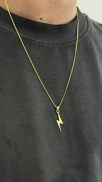 Gold Plated Lightning Necklace for Men's Sterling Silver 925s