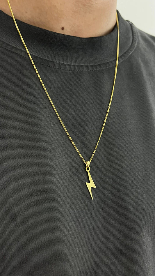 Gold Plated Lightning Necklace for Men's Sterling Silver 925s