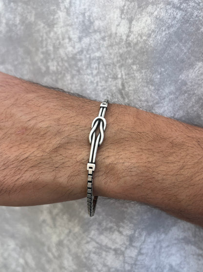 Knot Oxidised-S925 Sterling Silver Bracelet for men