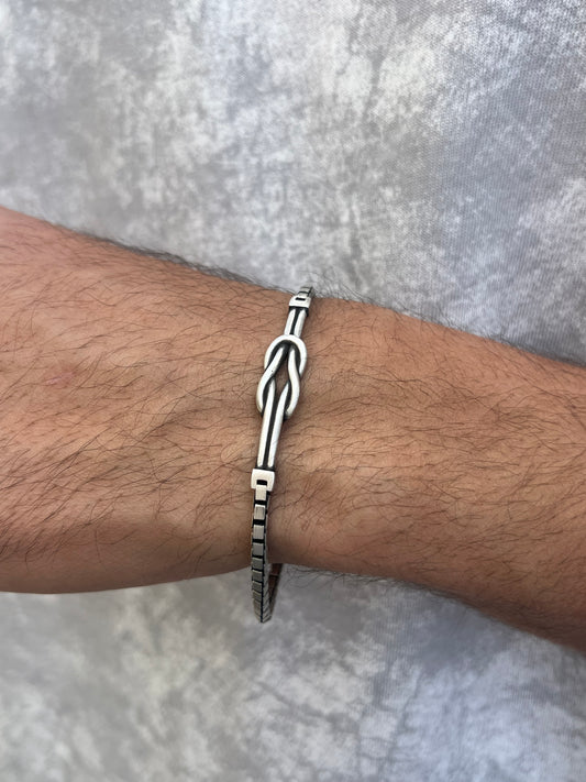 Knot Oxidised-S925 Sterling Silver Bracelet for men