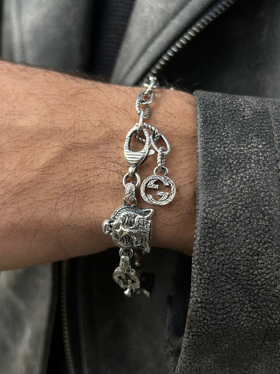 Rare⚠️Gucci Garden Feline Heads bracelet-in Sterling Silver 925s| 17cm+5cm Extension