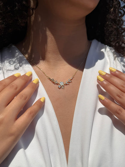 Gold Plated Floral Symphony  Necklace in Sterling Silver 925s