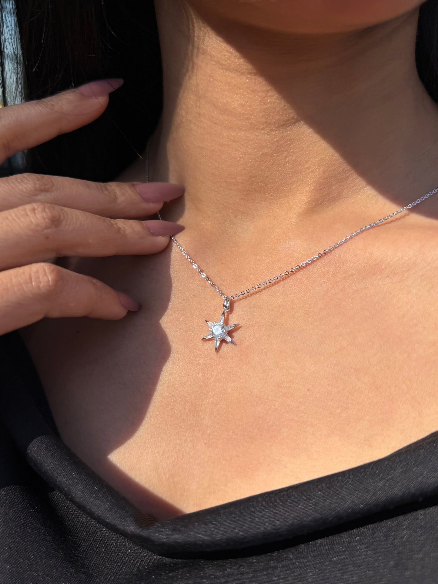 Main stone Star Necklace in Sterling Silver 925s
