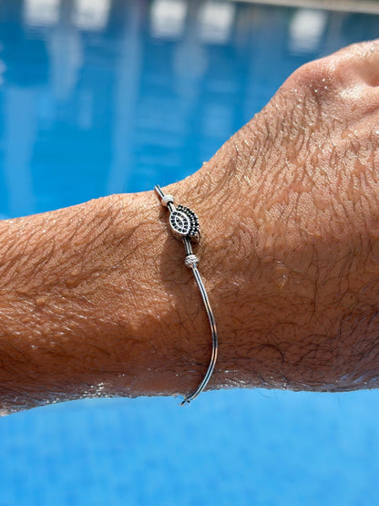 Evil eye Slider Bracelet Sterling Silver 925s