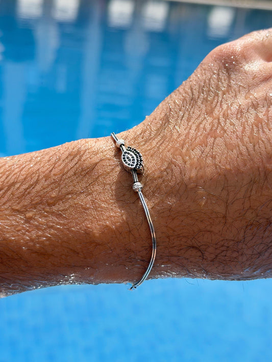 Evil eye Slider Bracelet Sterling Silver 925s