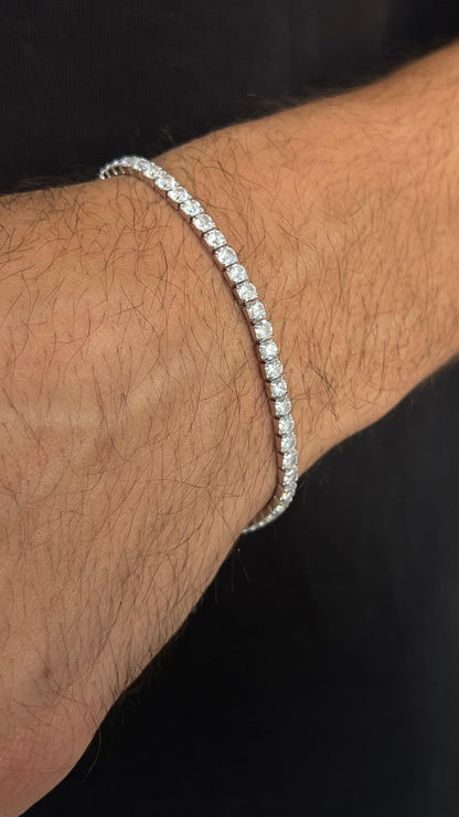 Thick Clear Spinel Tennis Bracelet for Men's Sterling Silver 925s